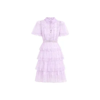 AUI Short Sleeved Dress Women's Purple