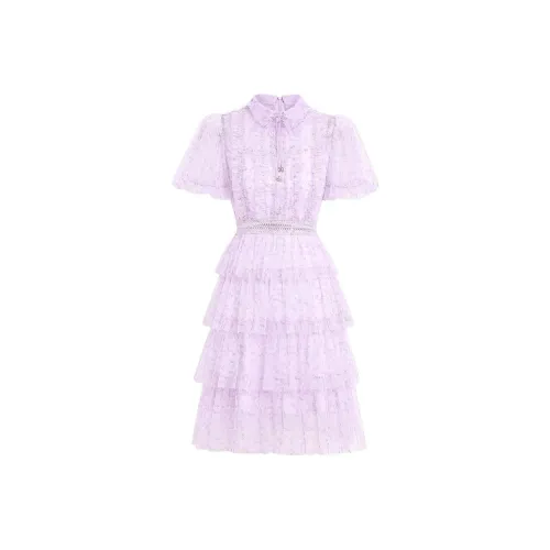AUI Short Sleeved Dress Women's Purple