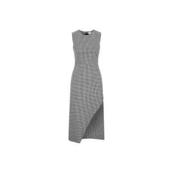 Alexander McQueen Houndstooth Asymmetric Midi Dress