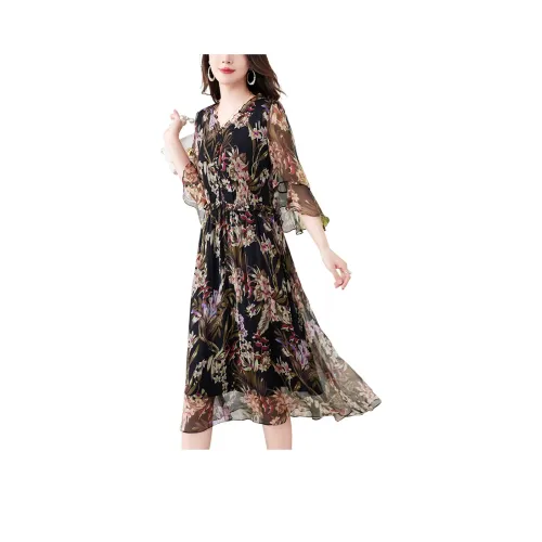 To The West Long Sleeved Dress Women's Black