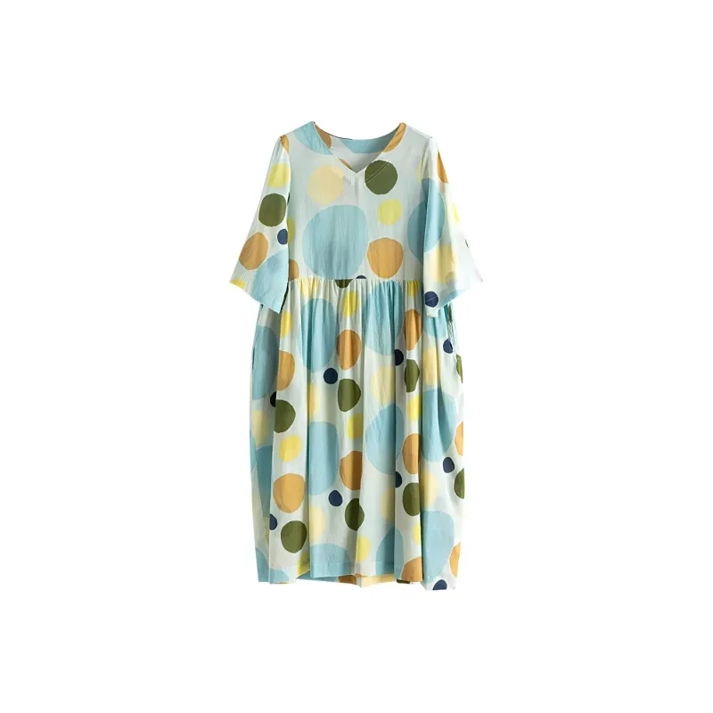 ZIMO Short Sleeved Dresses Women's Light Blue-0