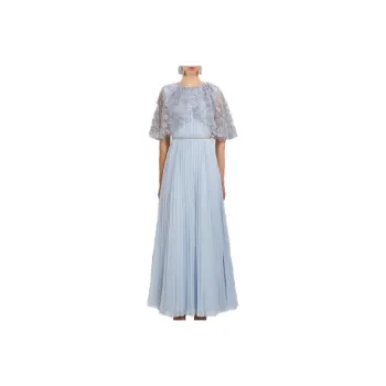 Self-portrait Floral Appliqué Crystal Gown