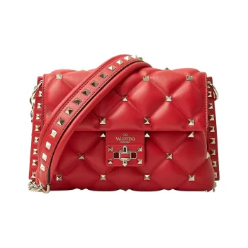 Valentino Lambskin Shoulder Bag Small Size Women's Red