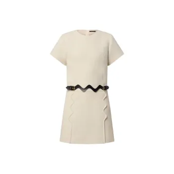 LOUIS VUITTON Short Sleeved Dress Women's Beige