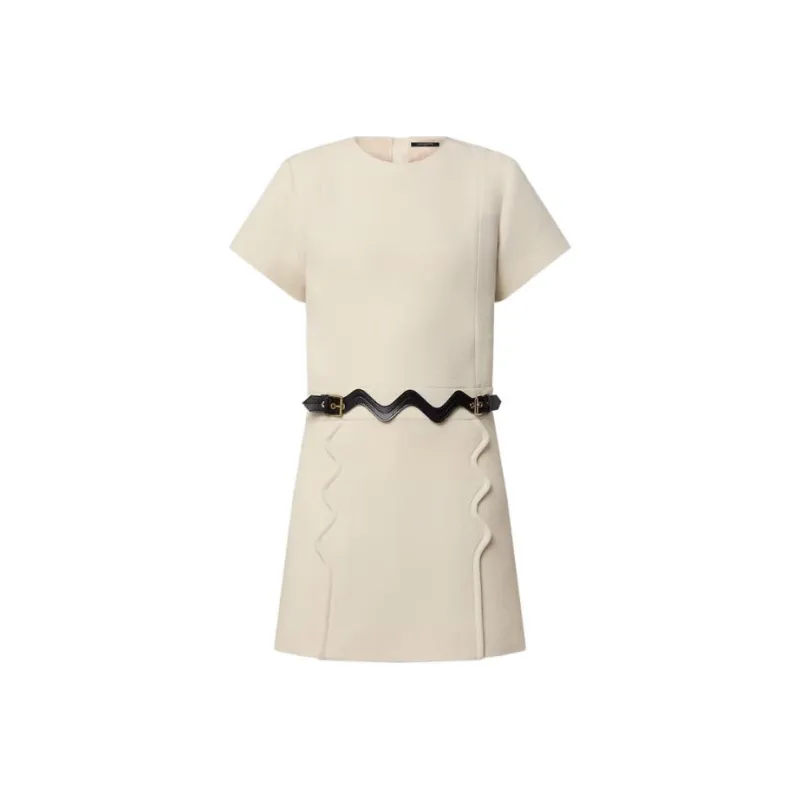 LOUIS VUITTON Short Sleeved Dress Women's Beige-0