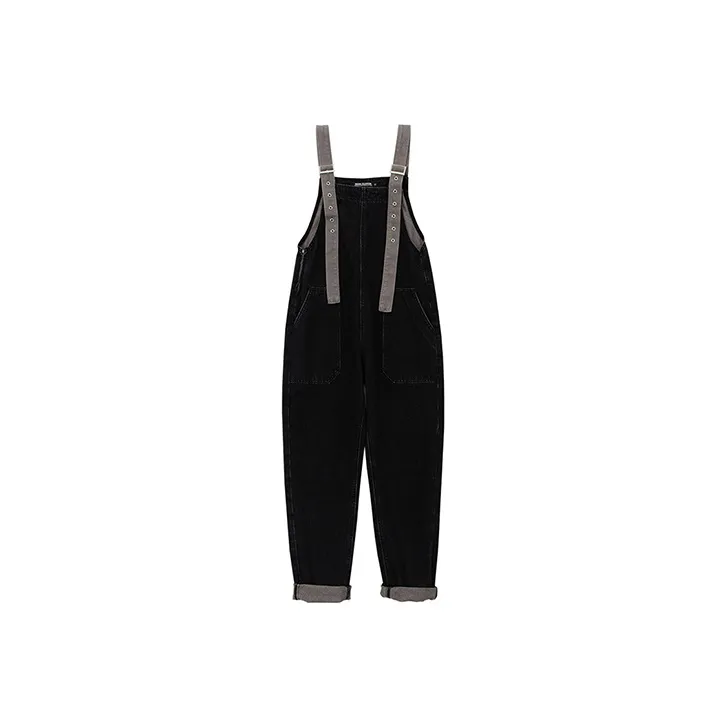 SOON FLOWER Overalls Summer Women's Black-2