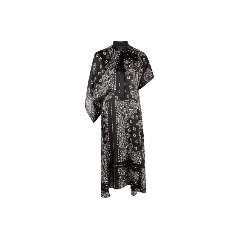 Sacai Paisley print Belted Dress-0
