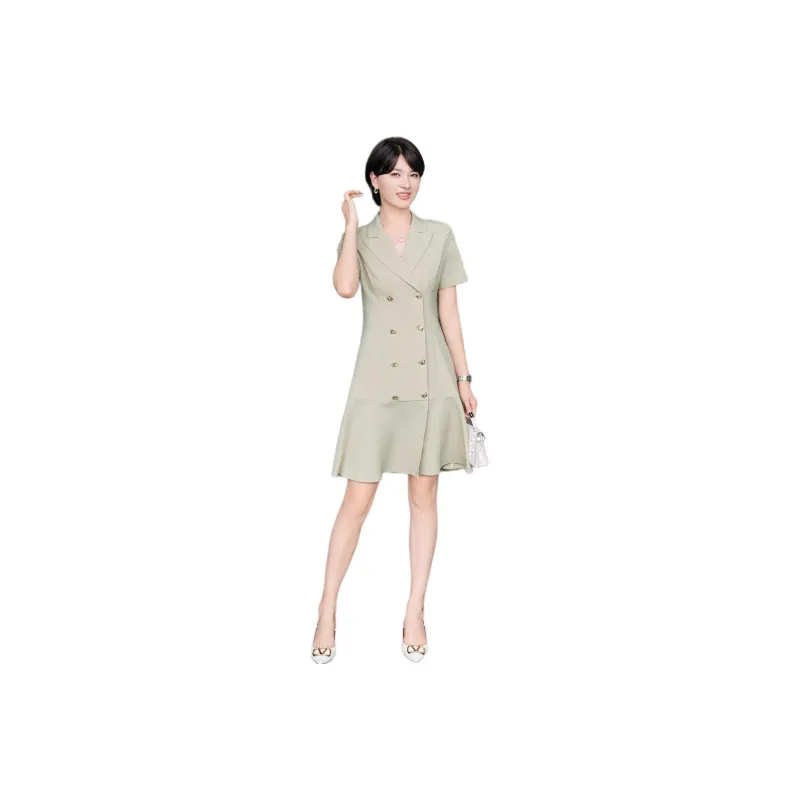 ONE SHALLOW Short Sleeved Dresses Women's Gray Apricot-0