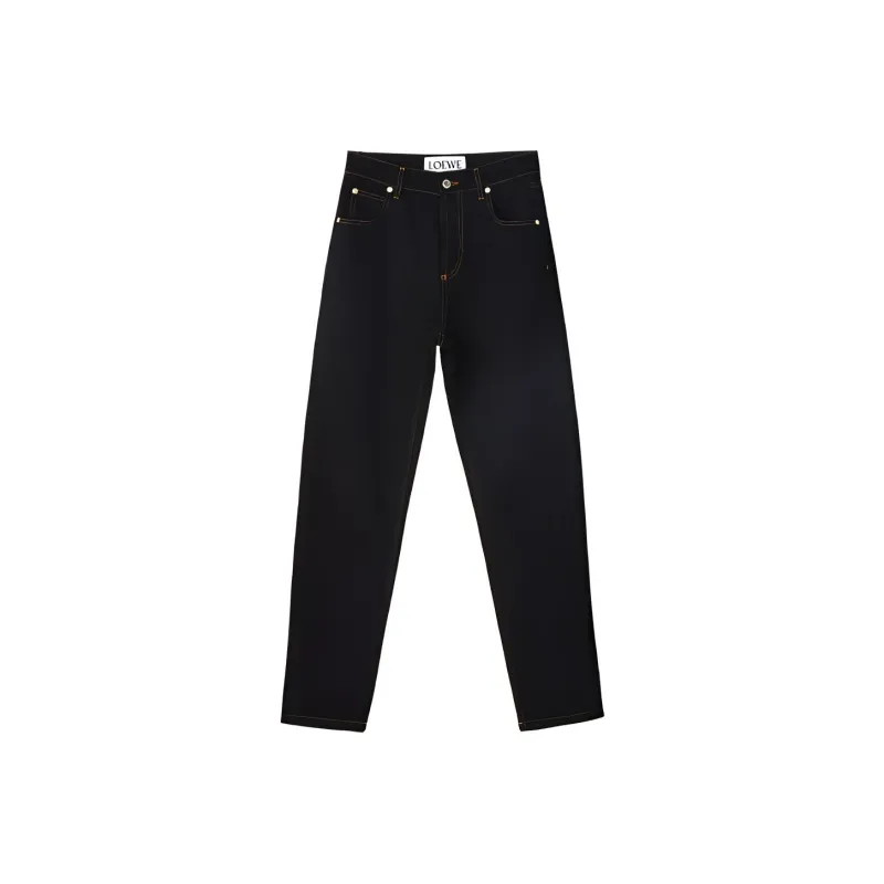 LOEWE Women's Anagram Pocket Tapered Denim Jeans Black-0