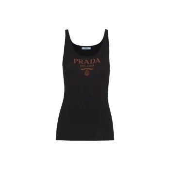 PRADA Logo-print Silk Tank Top