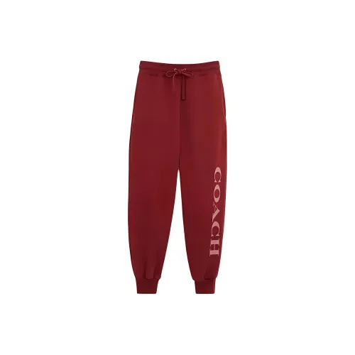 COACH SS24 Knitted Sports Pants Women's Deep Red
