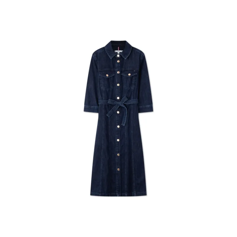 Tommy Hilfiger Short Sleeved Dress Women's Dark Denim Blue-0
