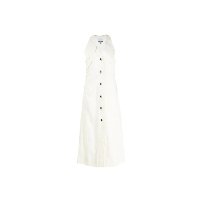 GANNI Sleeveless Dresses Women's Light Yellow-0