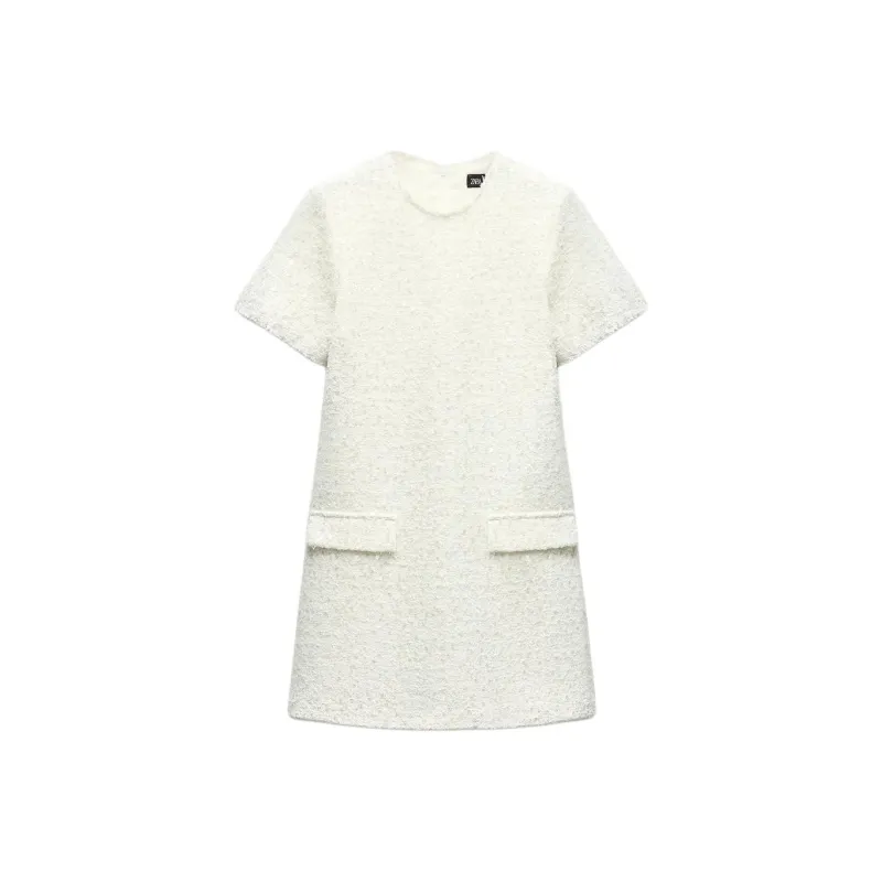 ZARA Short-Sleeved Dresses Women's White-0