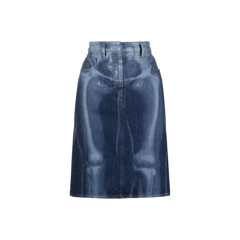 OFF-WHITE Denim Long Skirts Women's Blue-0