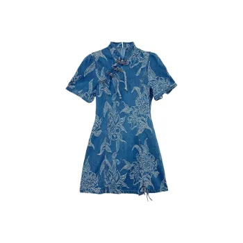Icicofficial Short Sleeved Dresses Women's Blue