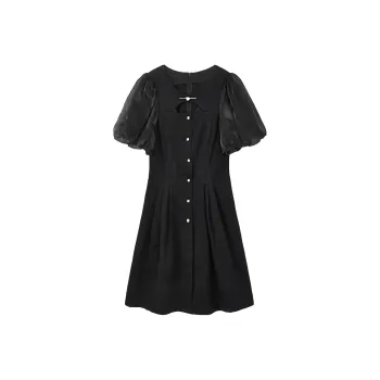 Yu Qianwen Short Sleeved Dresses Women's Black