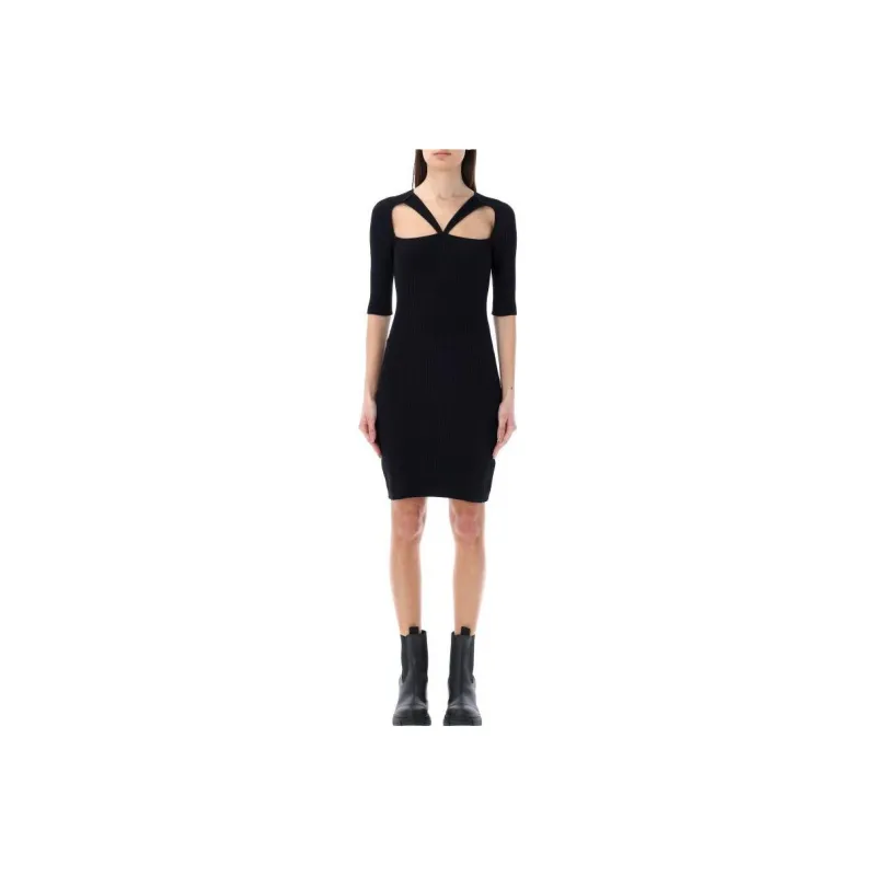 GANNI Short Sleeved Dresses Women's Black-0