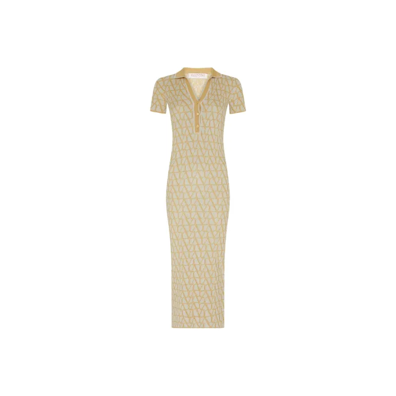 Valentino Short Sleeved Dress Women's Gold-0