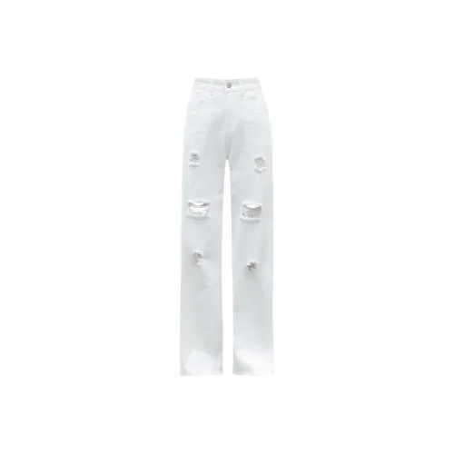 You Cow Me Pants Jeans Women's White