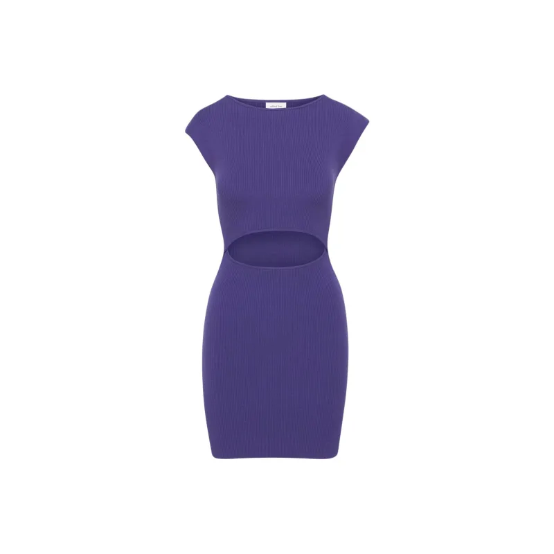 ARITZIA Wilfred Free Cut-Out Knit Mini Dress Short-Sleeved Dresses Women's Deep Violet-0