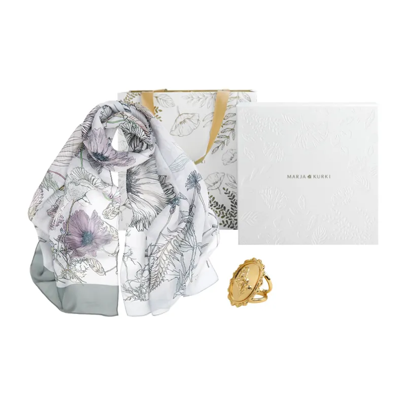 MARJAKURKI Silk Long Scarf Women's-14