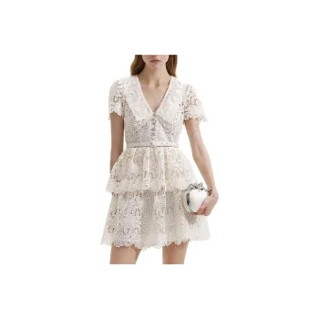 Self portrait Short Sleeved Dresses Women's Ivory White