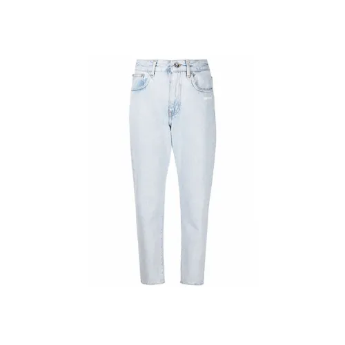 OFF WHITE Diag Straight Leg 5 Pocket Jeans Light Lbue White
