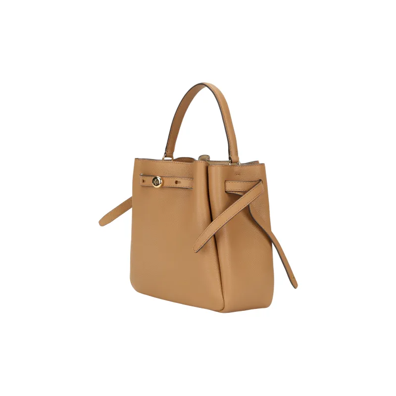 TORY BURCH Romy Bucket Litchi Grain Leather Bucket Bag, One Shoulder Handbag Trumpets Women's Tiramisu-1