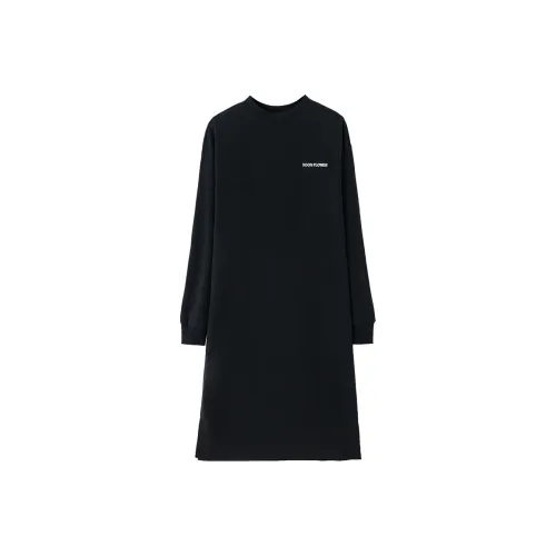 SOON FLOWER Long Sleeved Dresses Women's Black