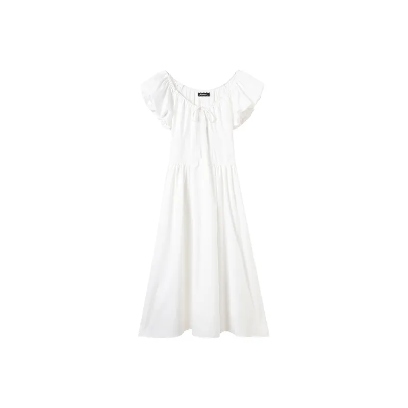 Adeworn Short Sleeved Dress Women's White-0