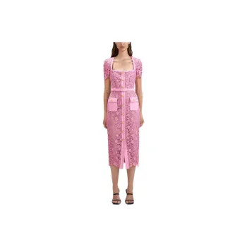 Self portrait Chinese New Year Short Sleeved Dresses Women's Pink
