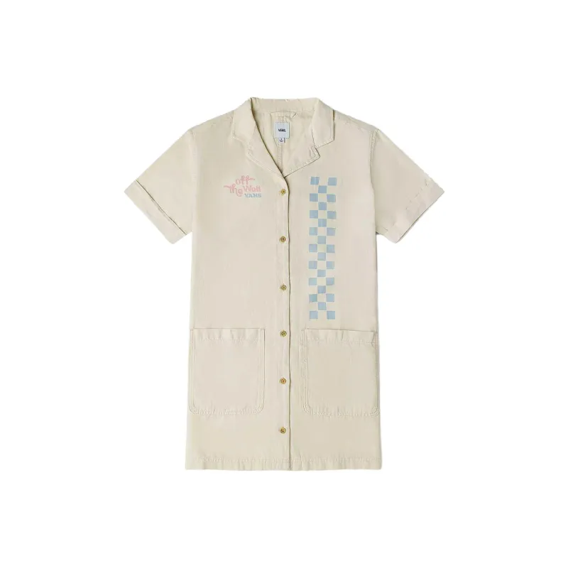 Vans OFF THE WALL Short-Sleeved Dresses Women's Beige-0