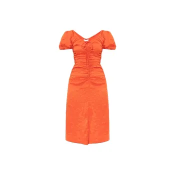 GANNI Ruched Midi Dress