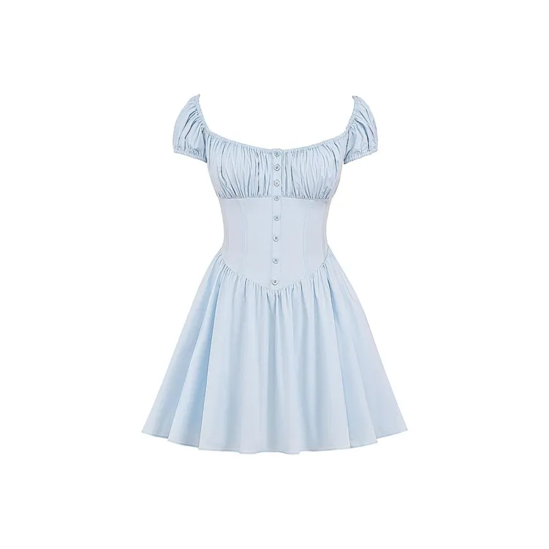 HOUSE OF CB NALA Short Sleeved Dress Women's SOFT BLUE/Light Blue-3