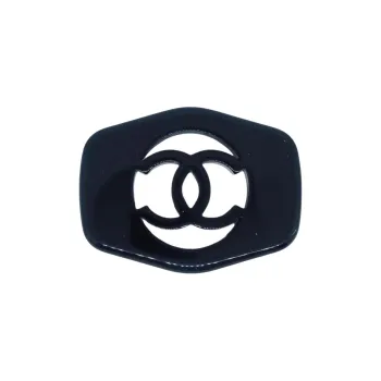 CHANEL Acrylic Brooches Women's Black