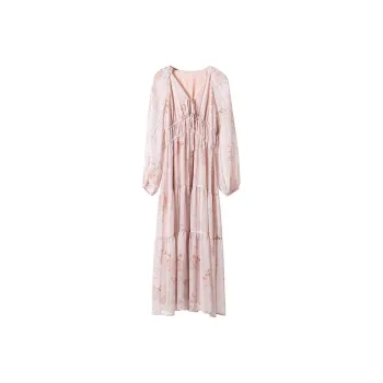 YUMOMO STAR Long Sleeved Dresses Women's Pink Floral