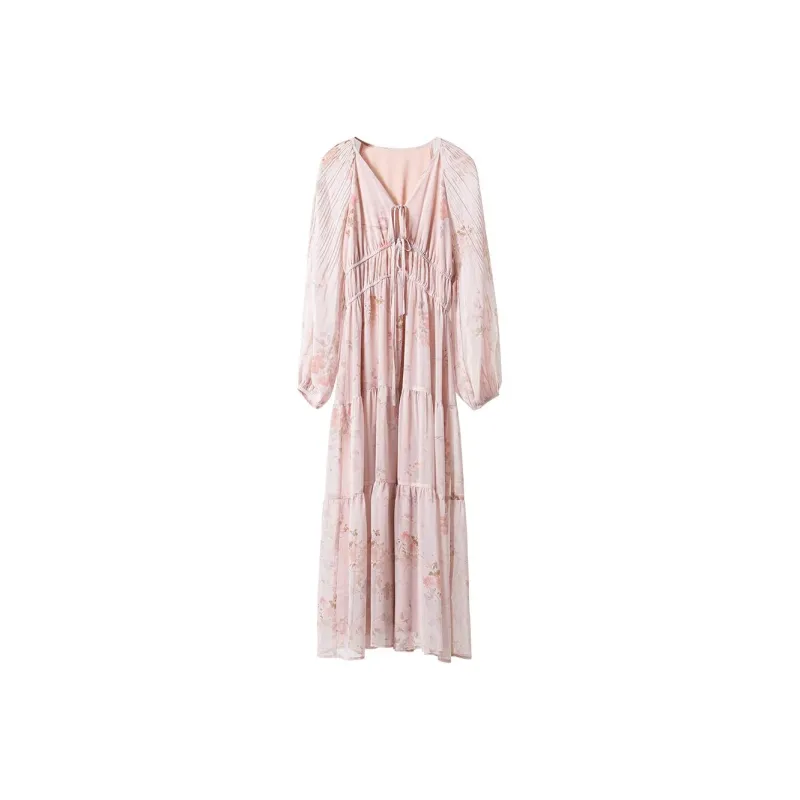 YUMOMO STAR Long Sleeved Dresses Women's Pink Floral-0