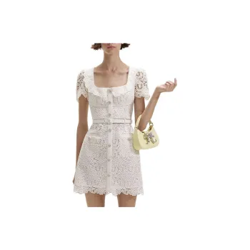 Self-portrait Short-Sleeved Dresses Women's Ivory White