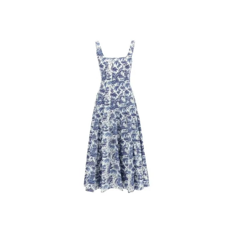Staud Wells Floral Print Sleeveless Midi Dress-0
