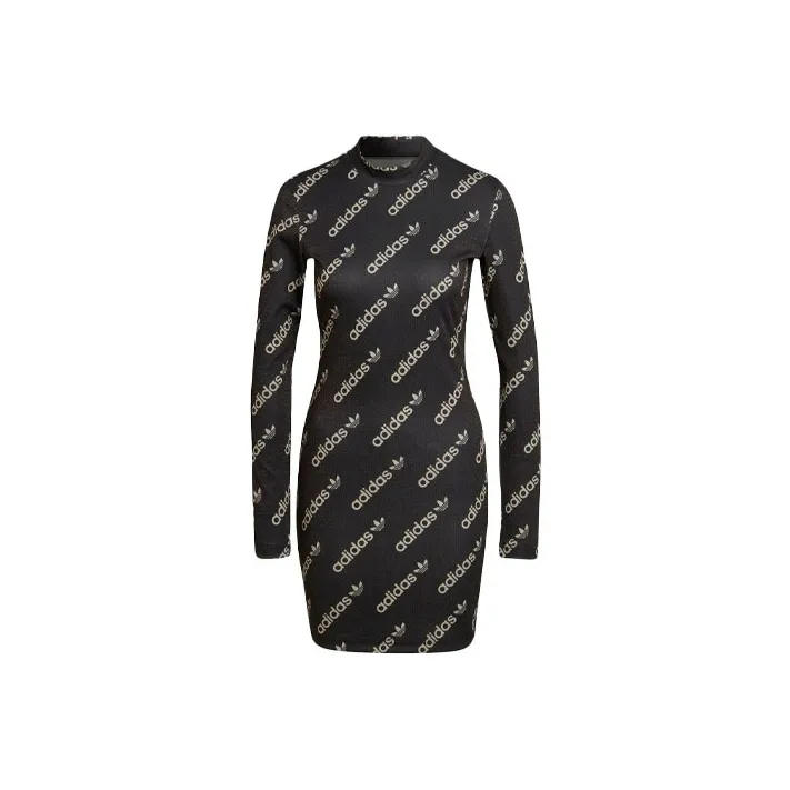 Adidas Originals Long Sleeved Dresses Women's Black-0