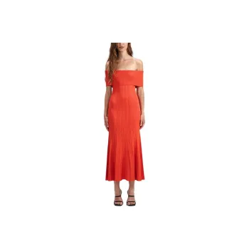 Self portrait Short Sleeved Dresses Women's Bright Orange
