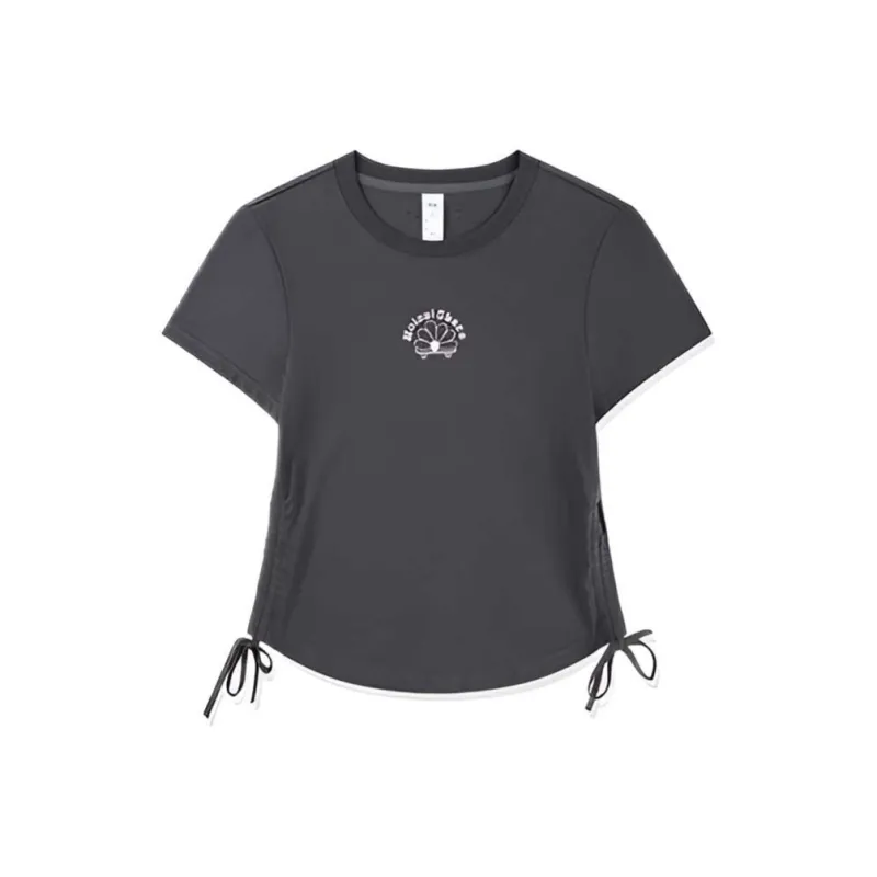 QIAODAN Regular T Shirt Women's Black Sand Gray-0