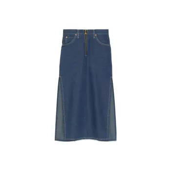 GUCCI Denim Long Skirts Women's Blue