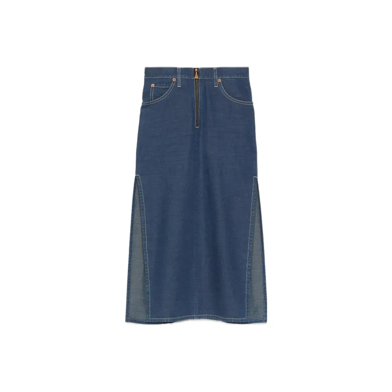 GUCCI Denim Long Skirts Women's Blue-0