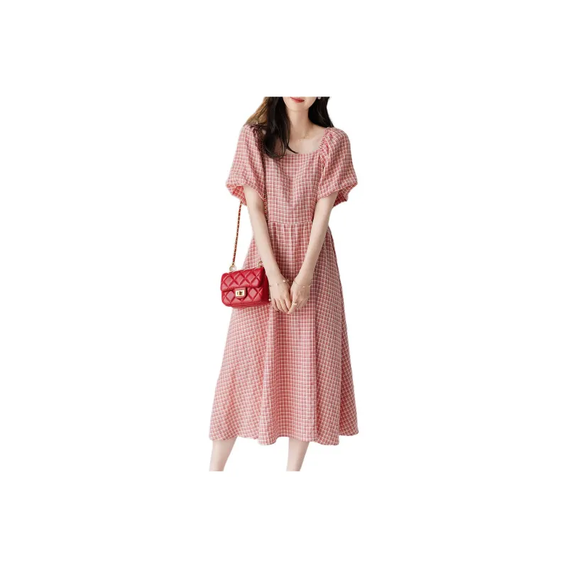 【dme】 Short Sleeved Dresses Women's Pink-0
