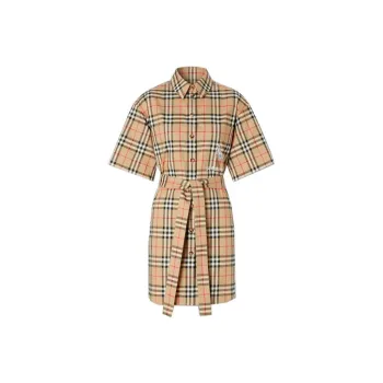 Burberry Short Sleeved Dress Women's Beige