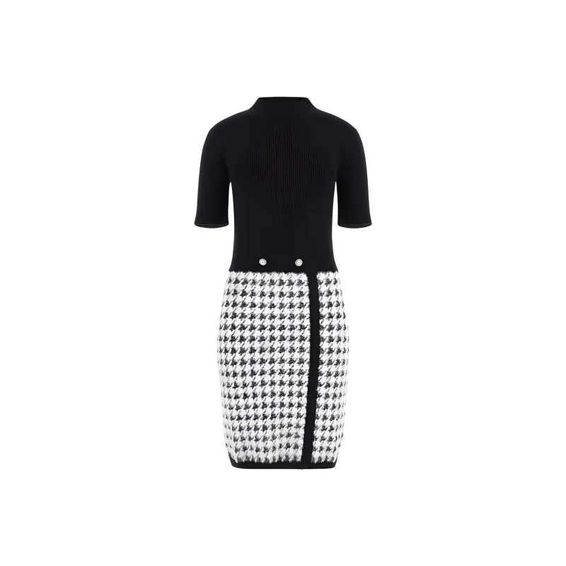 GUESS Short Sleeved Dresses Women's Black White-0
