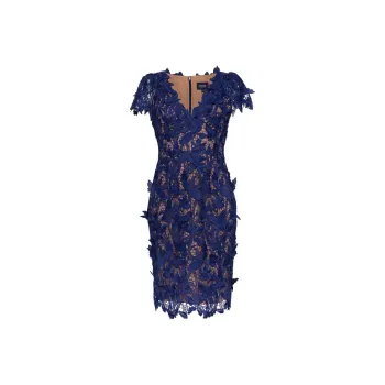 Marchesa Notte Lace detailing Midi Dress