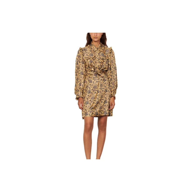 Sandro Long-Sleeved Dresses Women's Gold/Blue-0